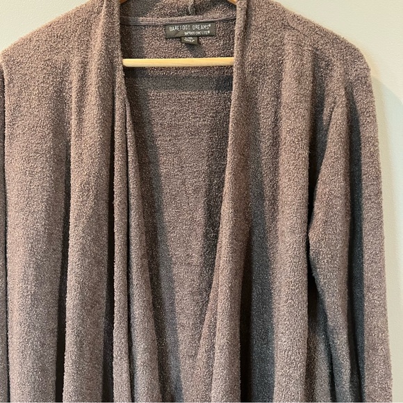 Barefoot Dreams Bamboo Chic Lite Open Drape Cardigan Charcoal Brown L/XL - Picture 4 of 7